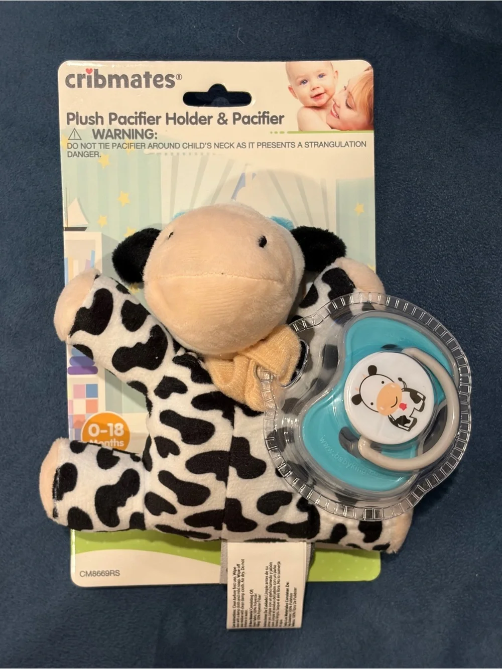 Cribmates Plush Cow Pacifier Holder W/Pacifier